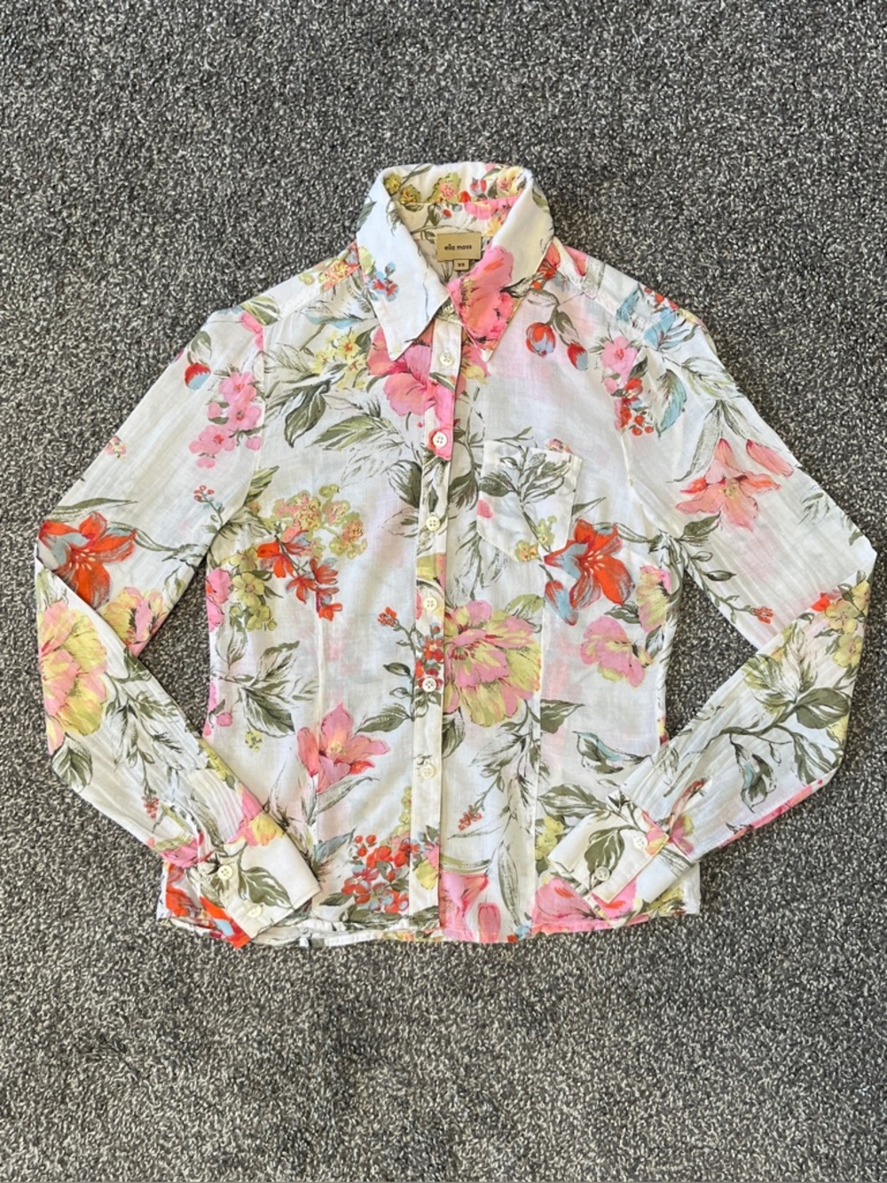 Ella Moss Floral Button-Down Shirt Size XS - Picture 3 of 9